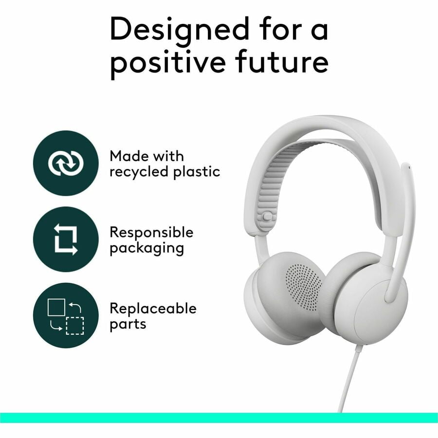 Logitech Zone Wired 2 for Business, Noise-Canceling Headset with Adaptive Hybrid ANC, Microsoft Teams Certified, USB-C with USB-A adapter, Off-white