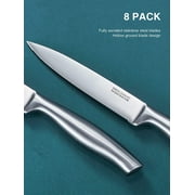 Steak Knives, Serrated Steak Knives with Gift Box, Stainless Steel Kitchen Steak Knife Set of 8, Silver