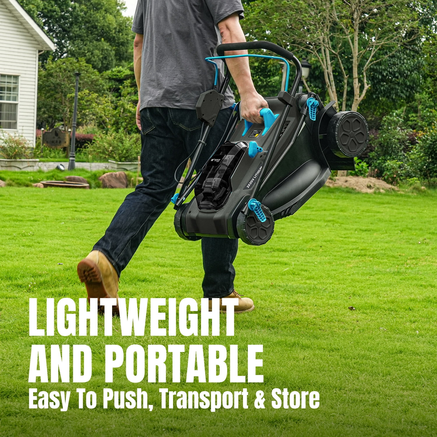 Mightymow Brushless Self-Propelled Lawn Mower, 2*20V 18" Cordless Lawn Mower, with 2*4.0Ah Battery& Dual Charger Included