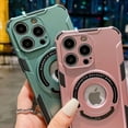 thumbnail image 6 of Compatible with iPhone 15 Pro Max Magnetic Stand Case Compatible with MagSafe Ring Kickstand Invisible Bracket Hollow Fashion Protection Shockproof Cover for Women Man Pink, 6 of 9