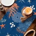thumbnail image 3 of Orange Navy Blue Coral Table Runner 72 Inches, Summer Beach Coastal Ocean Starfish Bed Runner Dresser Scarves Tabletop for Indoor Outdoor Parties/Ceremony/Banquet, 14" x 72", 3 of 9
