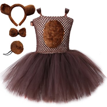 FhsagQ Outfits for Girls Children's Girls' Net Skirt Puff Dress Brown Bear with Head Accessory Little Girls Outfits Size 6/7 Dressy Easter Brown 4-5 Years