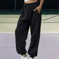 thumbnail image 2 of Lhpant Wide Leg Sweatpants for Women Elastic High Waisted Drawstring Loose Pants with Pockets Black XL, 2 of 4