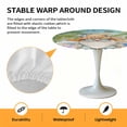 thumbnail image 6 of Beach Gnome Elastic Fitted Round Table Cover Tropical Palm Leaf Starfish Waterproof Outdoor Tablecloth for Holiday Party, Picnic, Patio & Dining Fits Tables Up to 36"-44", 6 of 8