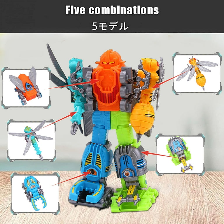 Zxb 5PCS Insect Robot Car Body Deformation Robot Boy Child Model Toy (Five  Random Parst Of The Robot)