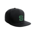 thumbnail image 1 of Classic Snapback Hat Custom A to Z Initial Raised Letters, Black Cap White Green Letter Initial S, 1 of 3