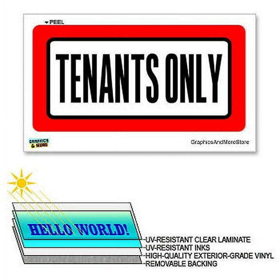 Tenants Only - 12 in x 6 in - Laminated Sign Business Sticker