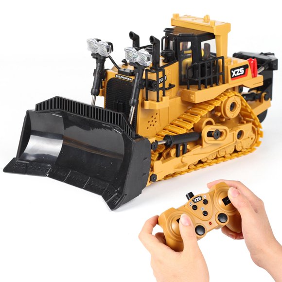 Tractor de juguete strucción con Control remoto y frontal completamente funcional de 9 canales con luces y soni, Tractor volquete Hugo coche de ingeniería de fundición