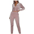 thumbnail image 2 of Itsame Sweatsuits 2pcs Sets for Womens Long Sleeved Sweatshirt and Pants Solid Color Women Athletic Outfit Sets Pink Size M, 2 of 9