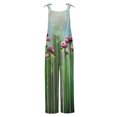 thumbnail image 5 of iFshaion Women's Fashion Overalls Gradient Floral Print Summer Adjustable Straps Baggy Overalls Sleeveless Backless Wide Leg Overalls For Women Green XS, 5 of 5