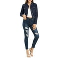 thumbnail image 3 of Allegra K Women's Button Down Long Sleeves Cropped Denim Jacket, 3 of 7