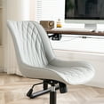 thumbnail image 5 of YOUNIKE Upholstered Desk Chair, Armless Computer Chair with Wheels，Modern Faux Leather Office Chair，Adjustable Swivel Rolling Chair，Adjustable Height，Suitable for Office, Home, Gray, 5 of 15