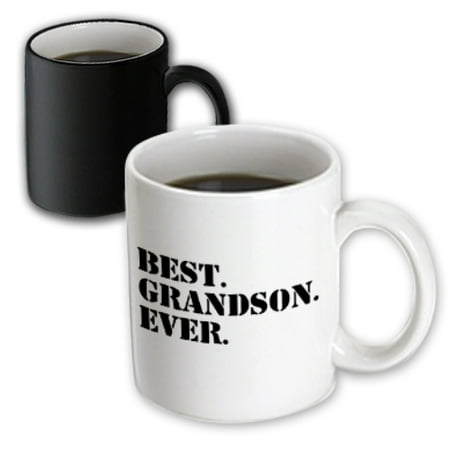 - 3dRose Best Grandson ever - Gifts for Grandkids - Grandchildren - black text, Magic Transforming Mug, 11oz