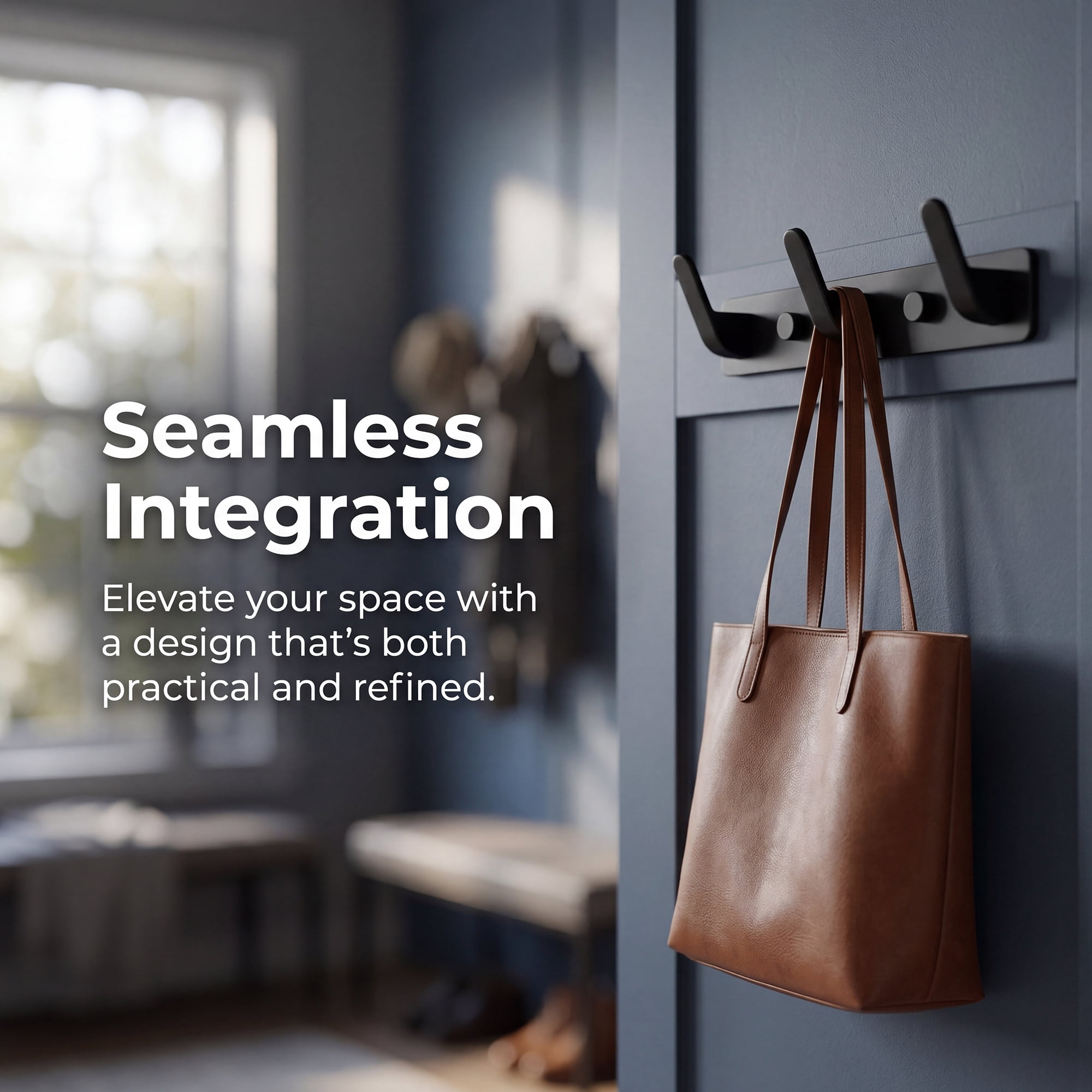 Unique Bargains Coat Rack Wall Mount for Entryway Bathroom Bedroom Black 3 Hooks