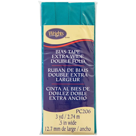 Wrights 1/2" Mediterranean Blue Extra Wide Double Fold Bias Tape, 3 yd