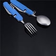 thumbnail image 4 of Advancent Acampar al aire libre Vajilla de viaje Cuchara plegable Tenedor Cortador Senderismo Picnic de acero inoxidable Utensilios de cocina Kits de desorden para acampar Azul, 4 of 6