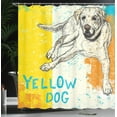 thumbnail image 4 of Ambesonne Animal Shower Curtain, Grunge Sketch Dog Art, 69"Wx84"L, Yellow Beige Blue, 4 of 5