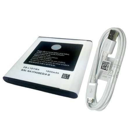 Skyrocket Extended Battery - Generic Replacement Battery EB-L1D7IBA For Samsung Galaxy S II Skyrocket (i727) 1850mAh - 100% Brand NEW with Samsung ECB-DU4EWE MicroUSB Data Cable in Non-Retail Packaging