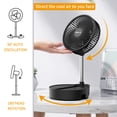 thumbnail image 3 of UWR-Nite 10000mAh Battery Operated Oscillating Fan, 8 Inch Portable Foldaway Fan, Rechargeable Desk Fan with 20H Work Time, 3 Speeds, Height Adjustment, Super Quiet for Home Camping Tent Travel, 3 of 8