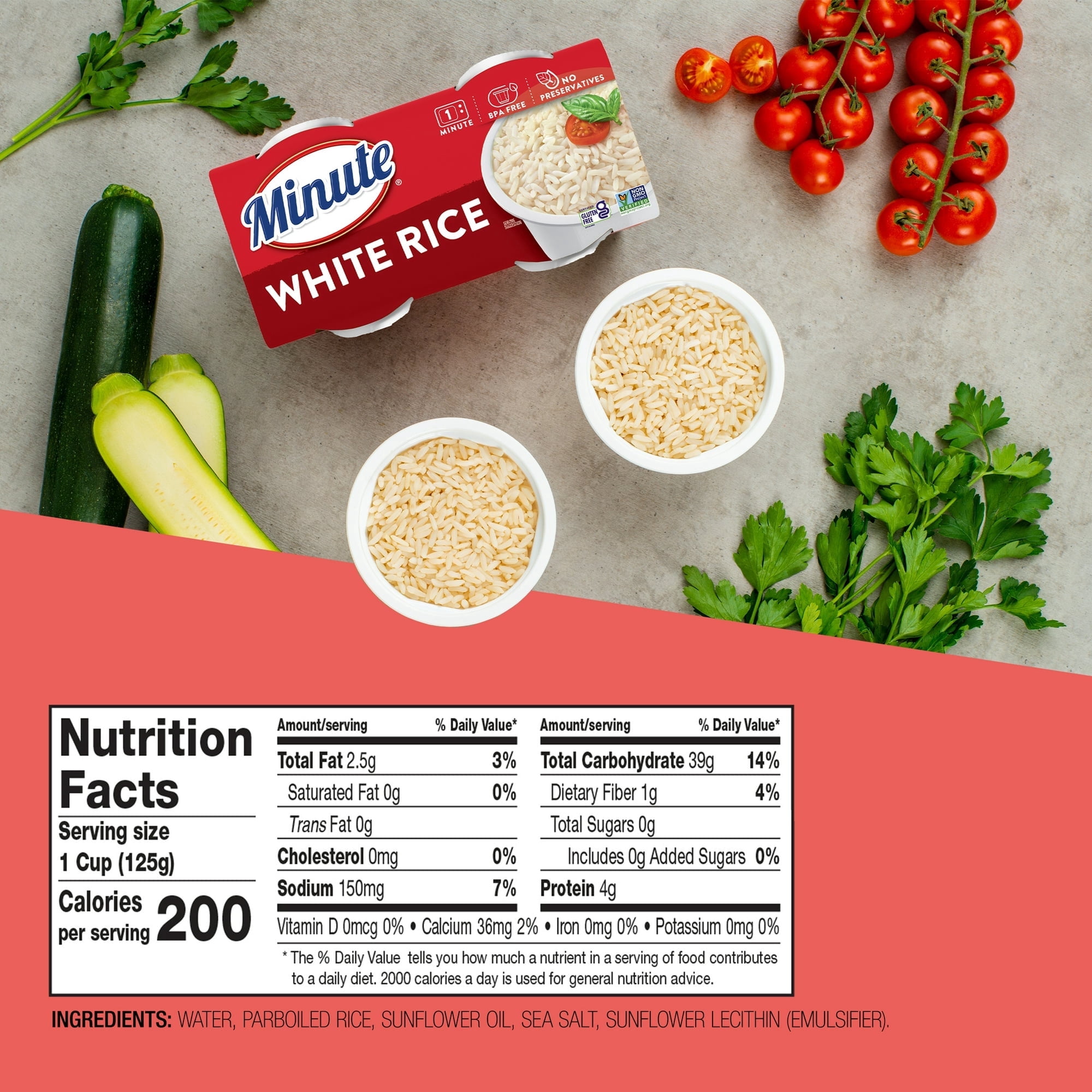 Minute Ready to Serve White Rice, Quick and Easy Cups, 4.4 oz, 2 Ct - Pack of 3