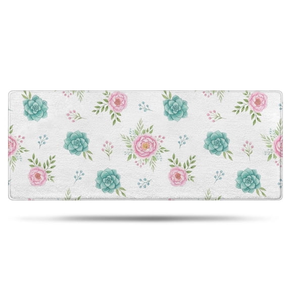 Pioneer Flower Floral Print Pattern Bathroom Rugs Mat, Non Slip Microfiber Bathroom Rug with Rubber Backing, Soft Mats for Bathroom Floor Tub Shower, 24"x60"
