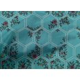 thumbnail image 4 of oneOone Cotton Cambric Teal Blue Fabric Geometric|Leaves & Floral Block Craft Projects Decor Fabric Printed By The Yard 56 Inch Wide, 4 of 4