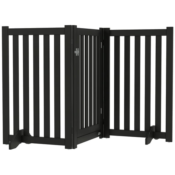 PawHut Barrière pour Chien à 3 Panneaux Pliable avec Pieds pour Chiens Moyens et Moins, Noire