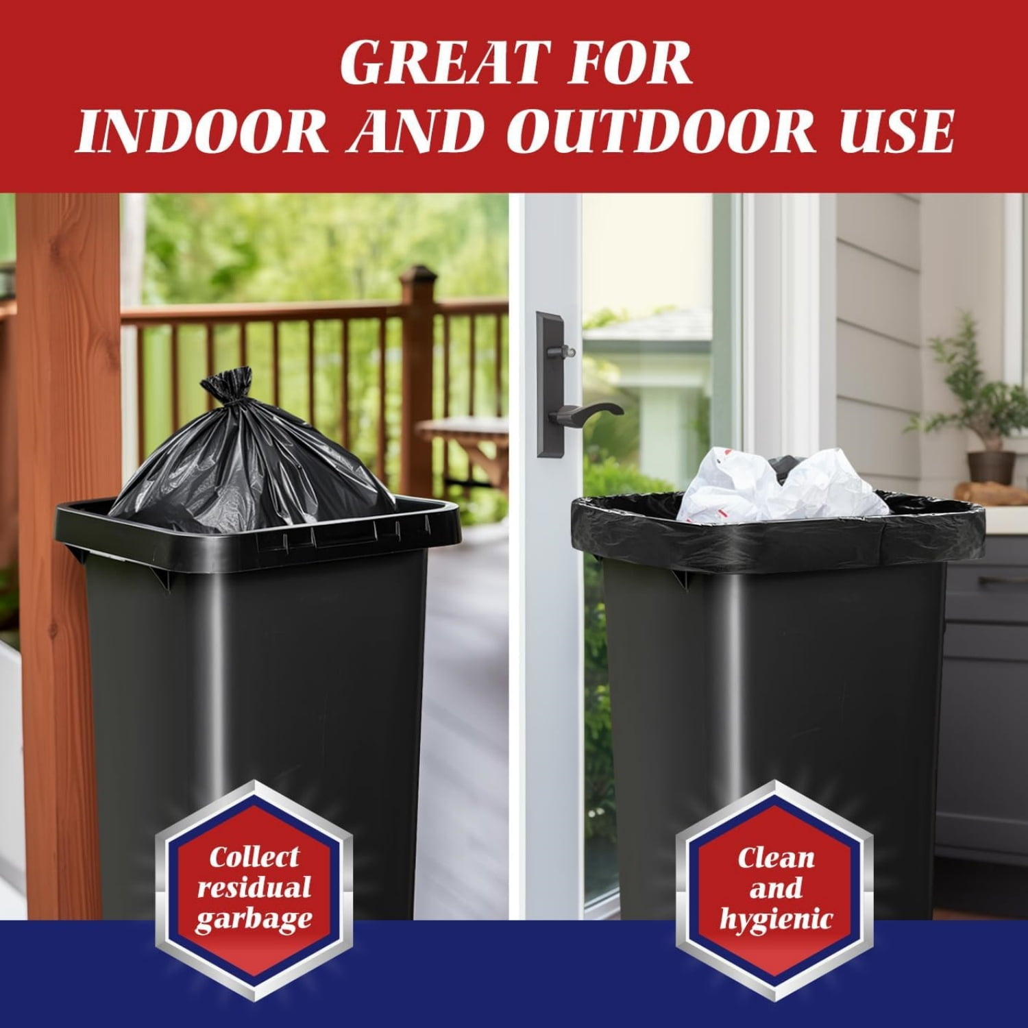 40-45 Gallon 300 Counts Large Trash Bags Black Garbage Bags, Large Trash Can Liners for Home,Kitchen,Office,All Purpose Light Residential or Commercial Waste,Outdoor Lawn and Leaf Bags