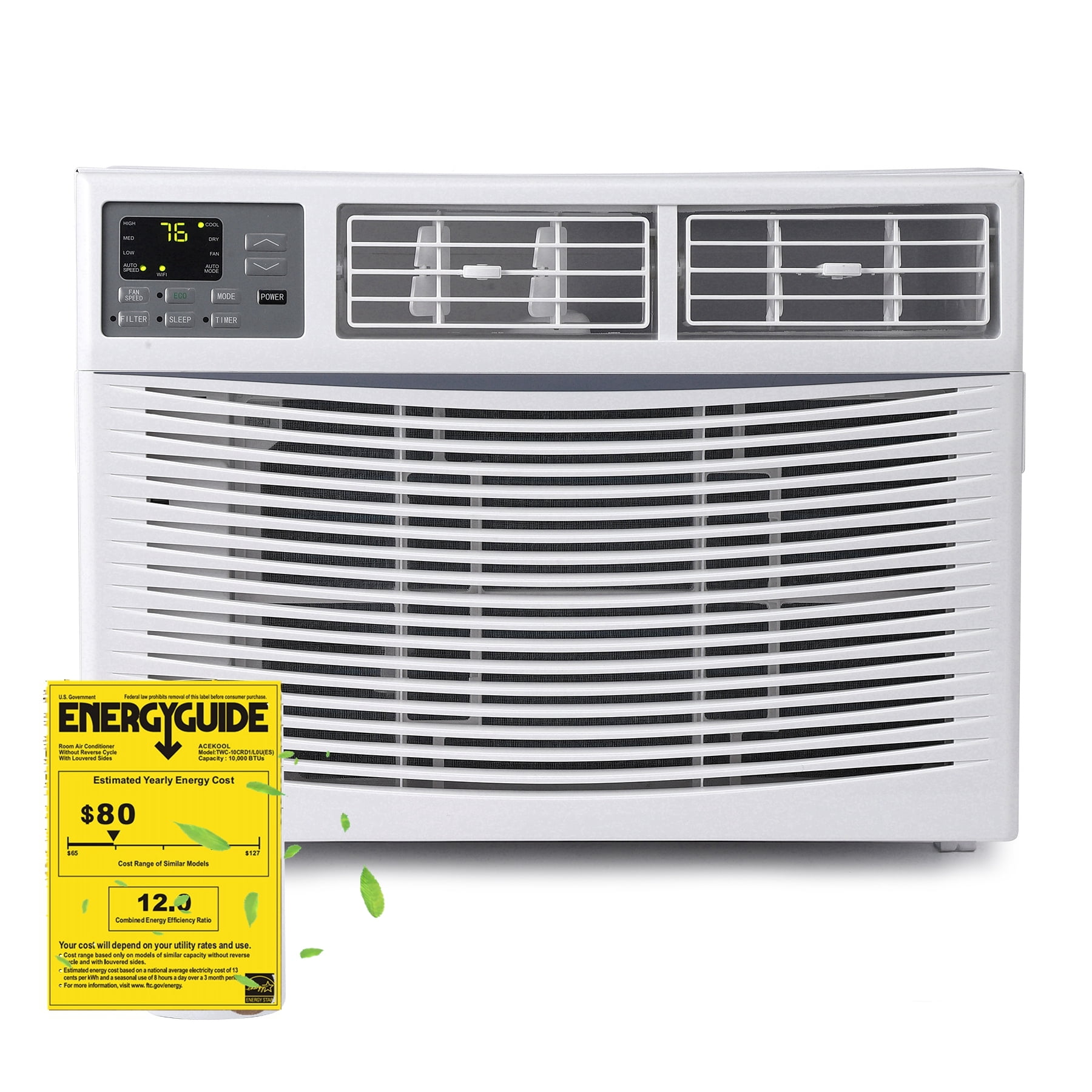 WhizMax 115V WindowMounted Air Conditioner 10,000 BTU with Remote/APP