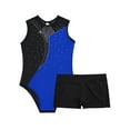 thumbnail image 5 of YIZYIF Girls Shiny Rhinestones Sleeveless Ballet Gymnastics Outfit Tank Leotard with Shorts Yoga Suit Dancewear Royal Blue&Black 14, 5 of 7