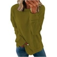thumbnail image 2 of Jsaierl Womens Sweatshirt Cute Solid Color Sweatshirts Round Neck Holiday Sweater Tops 2024 Long Sleeve Blouses Winter Saving, 2 of 6