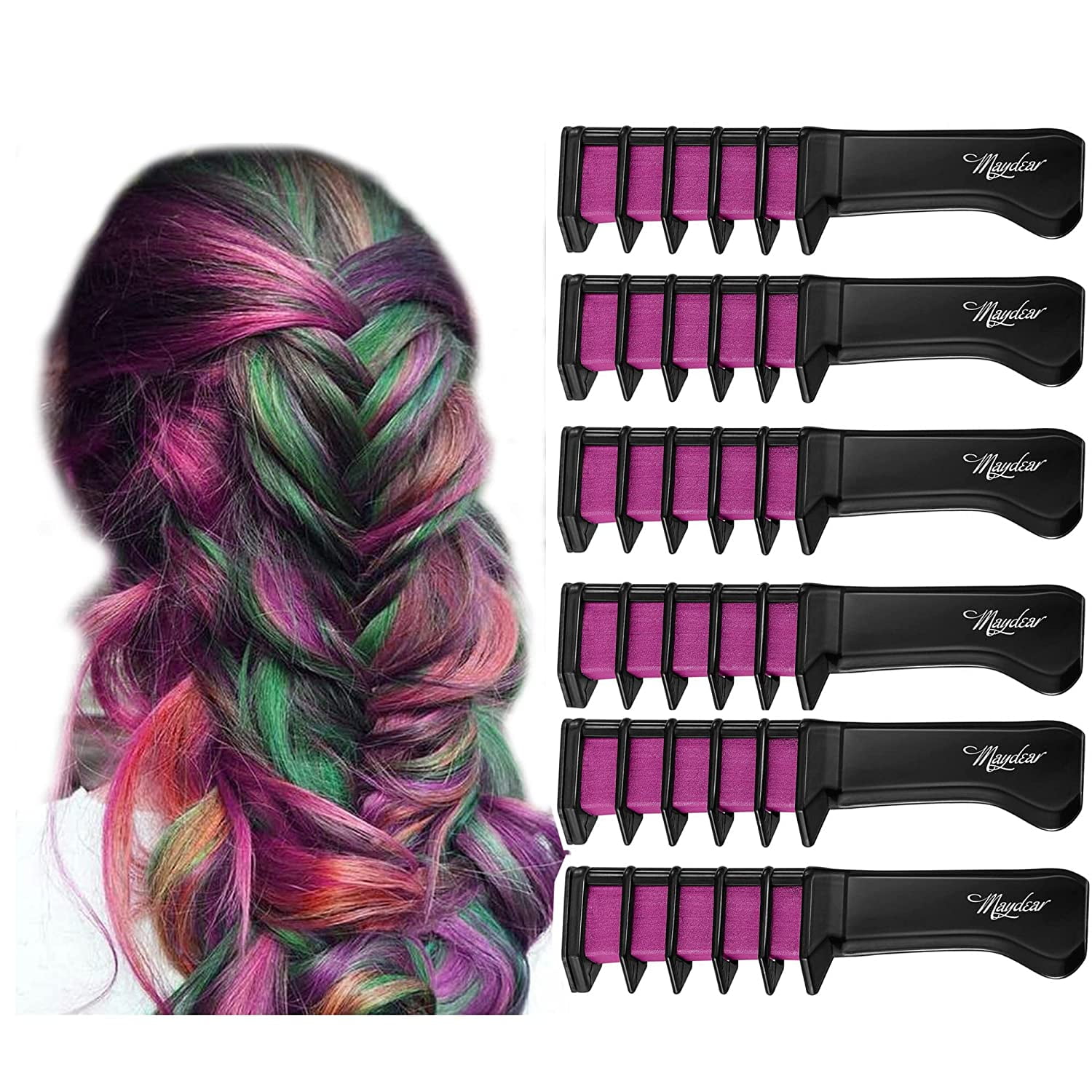 Sanmadrola Hair Chalk Comb for Girls Washable Temporary DIY Hair Color Dye  Chalk For Kids Cosplay Christmas Gifts, 10 Colors