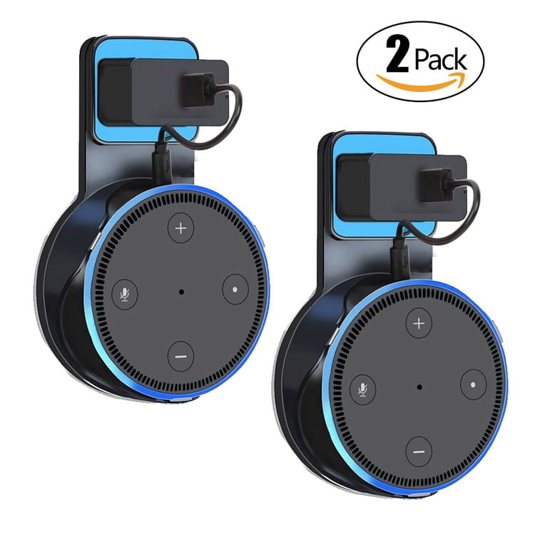 Echo Dot Wall Mount Holder Hide Messy Wires Black, 1 Pack A Space-Saving Accessories for Dot 3rd Gen Smart Speaker Outlet Wall Mount Stand Clever Echo Dot Accessories with Cord Management