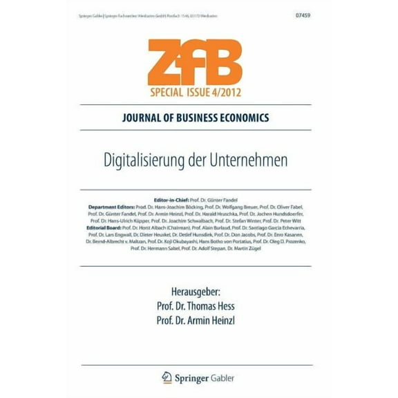 Zfb Special Issue Digitalisierung Der Unternehmen, (Paperback)