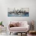 thumbnail image 4 of Abstract Cityscape Blue Modern City Building Reflection Oil Paintings Wall Art Canvas for Living Room Family Love Art Poster Home Decor Picture Wall Decor for Dining Room Framed 12"x16" 3PCS, 4 of 7