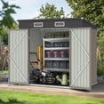 thumbnail image 2 of Sesslife 6' x 4' Outdoor Storage Shed, Patio Galvanized Steel Metal Shed with Sliding Doors, Garden Shed with Vents for Tools, Lawn Mover, Bike, Brown, 2 of 8