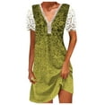 thumbnail image 2 of 2024 Robes pour Femmes Été Surdimensionné Col en V Décontracté Tempérament Chandail Manches Courtes Dentelle Imprimé Robe Ample 50 % de Réduction!, 2 of 6