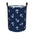 thumbnail image 2 of Uemuo Nautical Themed Simple Anchors Pattern Circular Laundry Hamper Basket with handles,Collapsible laundry basket,Large capacity laundry hamper,Laundry Organizer-, 2 of 8