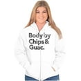 thumbnail image 3 of Body By Chips Guacamole Funny Saying Zip Up Hoodie Men's Women's Brisco Brands L, 3 of 6