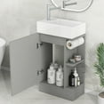 thumbnail image 2 of Bathroom Vanity with Sink, 18.6" Modern Bathroom Vanity Cabinet with 2-Tier Shelf, Small Freestanding Bathroom Sink Vanity for Small Place (Grey), 2 of 8