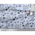 thumbnail image 2 of Soimoi Blue Georgette Viscose Fabric Star & Snowflakes Text Print Fabric by the Yard 42 Inch Wide, 2 of 3