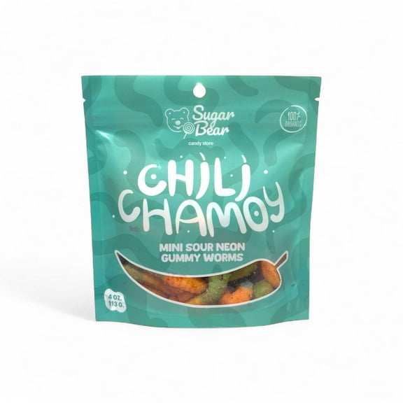 Chili Chamoy Mini Sour Neon Gummy Worms 4oz Pack – Sweet & Tangy Chili Chamoy Coating on Neon Sour Gummy Worms