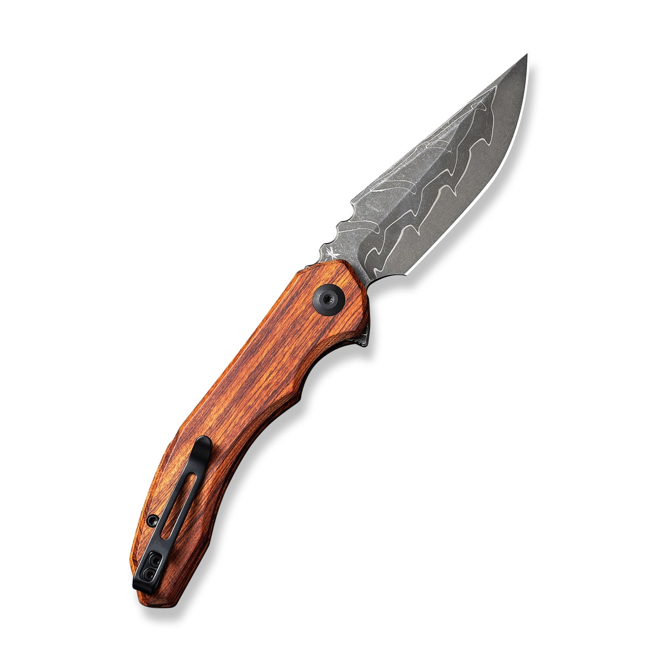 CIVIVI Bluetick Folding Pocket Knife with 3.47" Damascus Blade Guibourtia Wood Handle C23050-DS1