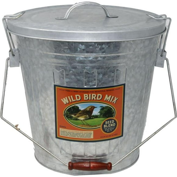 Audubon & Woodlink  Rustic Farmhouse Seed Storage Bucket with Scoop - Galvanized