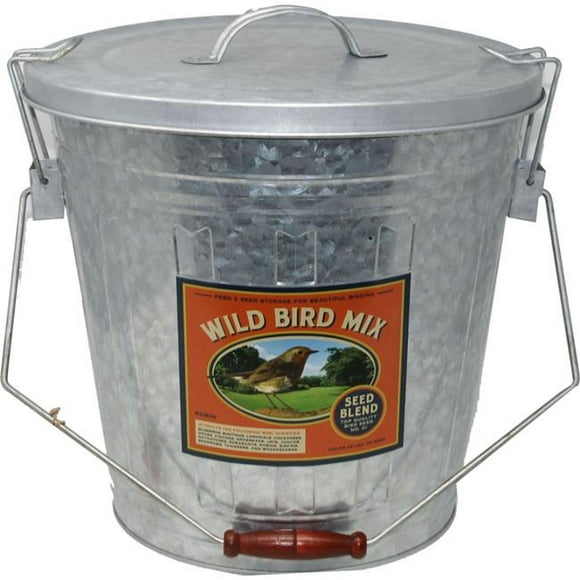 Audubon & Woodlink Rustic Farmhouse Seed Storage Bucket with Scoop - Galvanized