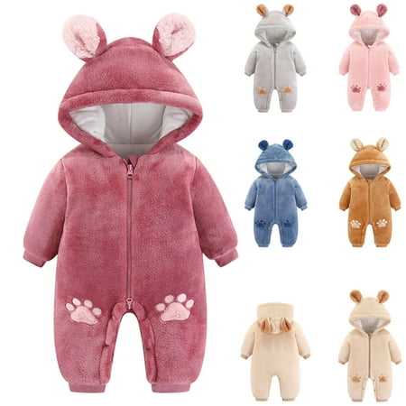 

PEZHADA Boys Girls Fall Winter Romper Jumpsuit Baby Cotton Clothes Outing Romper Baby Jumpsuits Pink