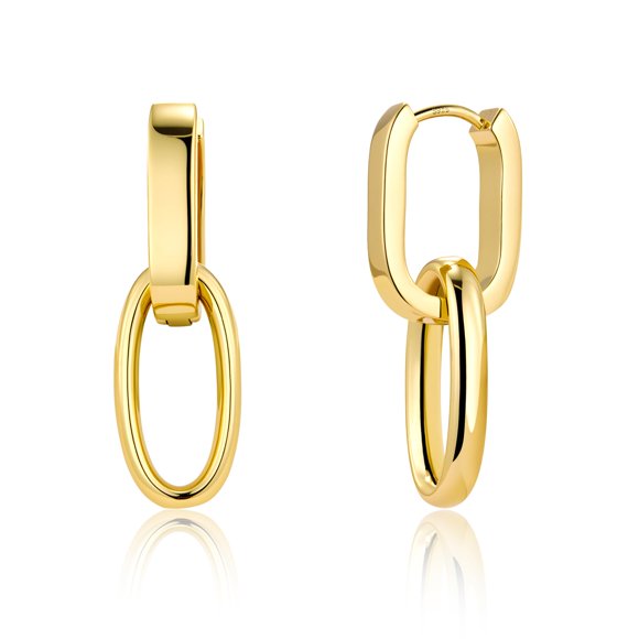 Pendientes ALEXCRAFT Paperclip, colgantes dorados, chapados en oro de 14 quilates