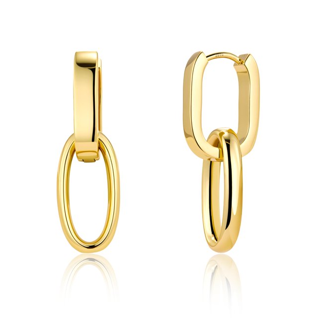 Pendientes ALEXCRAFT Paperclip, colgantes dorados, chapados en oro de 14 quilates