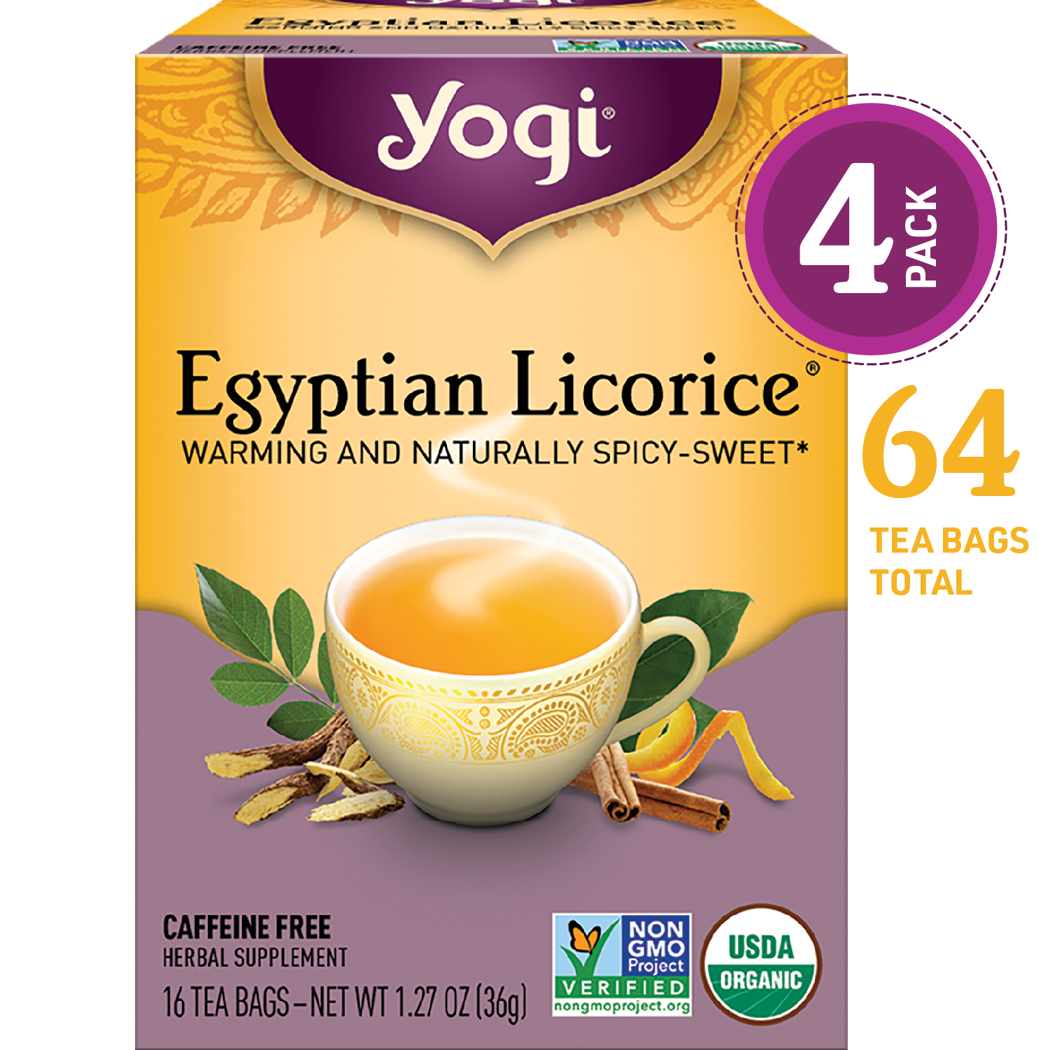 Yogi Tea, Herbal Tea Bags, Egyptian Licorice Tea, Warming and Naturally