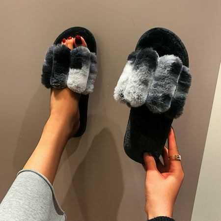 

Slippers For Women Women S Fashion Round Toe Flat Leopard Print Large Size Plush Casual Slippers Womens Slippers